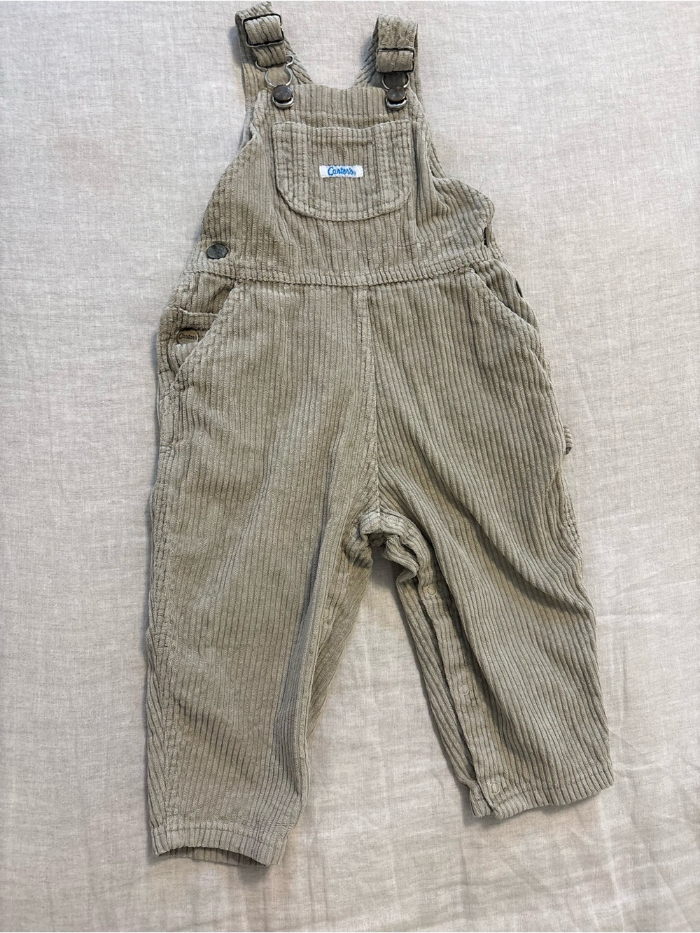 Vintage Carters Tan Corduroy Overalls 24M